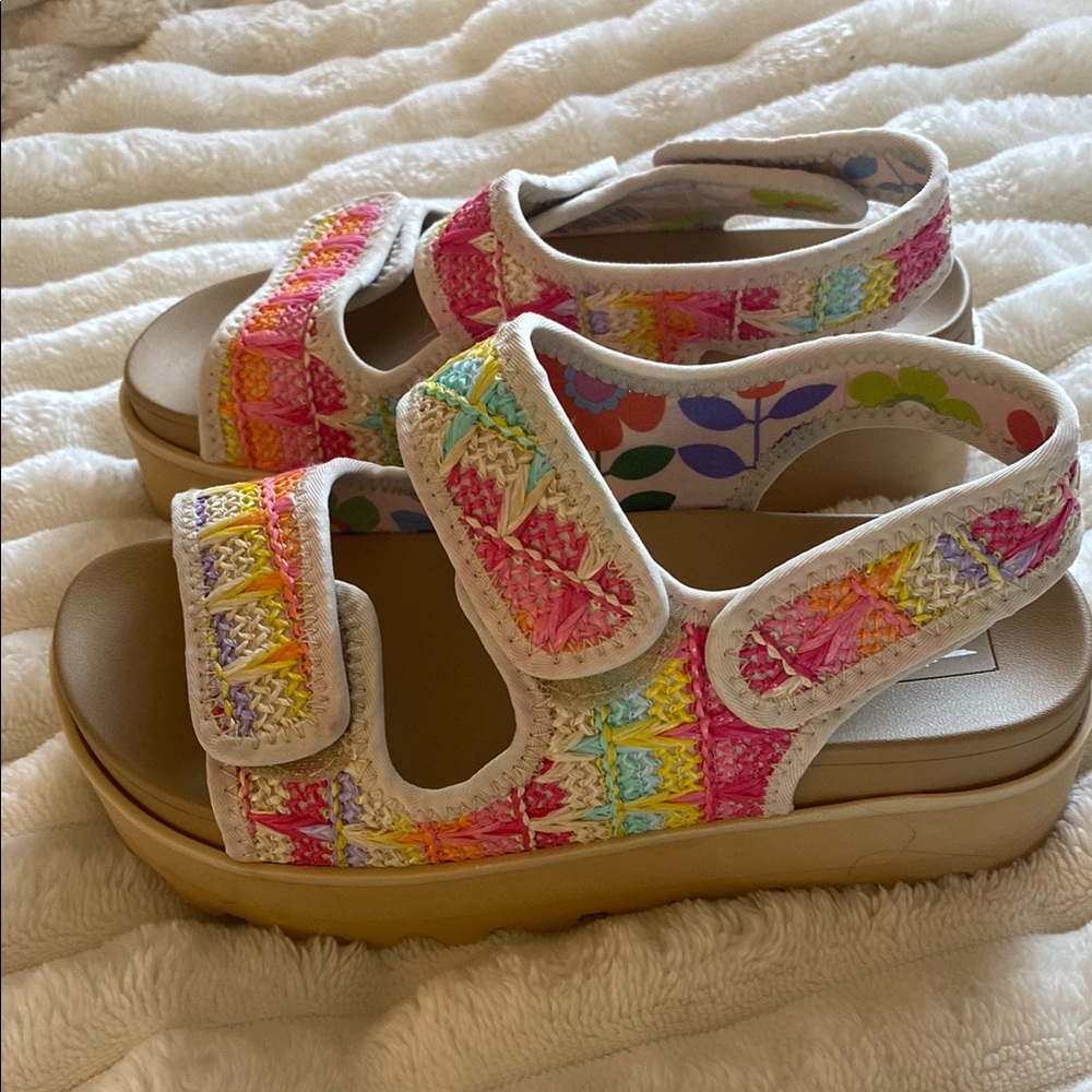 Rocket Dog Pink and Yellow Sandals with Fruity Design